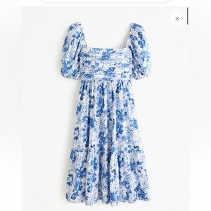 ABERCROMBIE Emerson Floral Poplin Puff Sleeves Midi Dress sz M